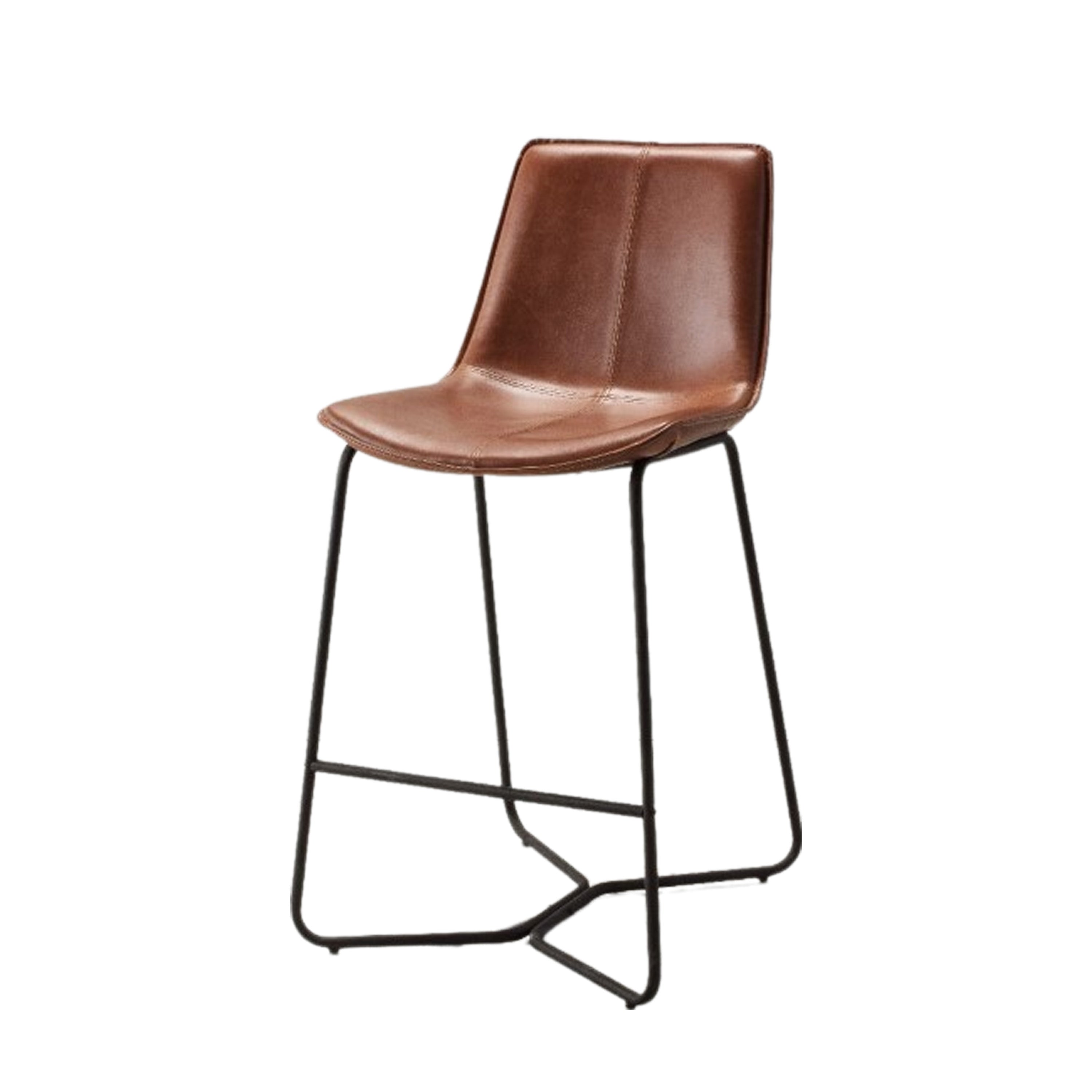 Set of 2 Marilyn Tan Brown Leather Style Bar Stools